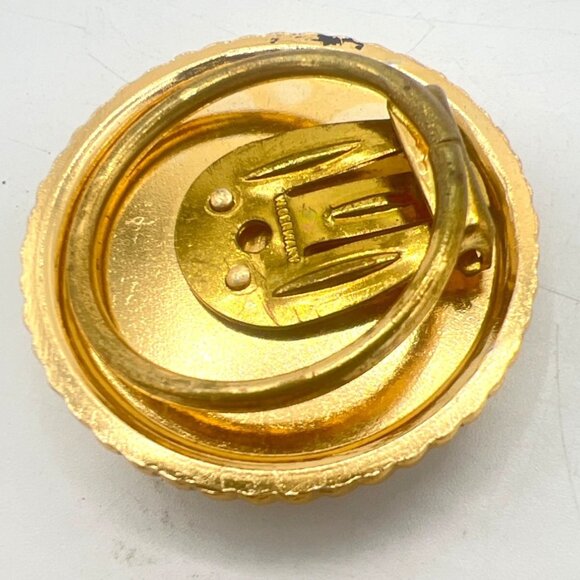 Vtg West Germany 3D Dress Scarf Clip Floral Dahlia MOP Rope Edge Gold Tone MCM - Picture 6 of 6